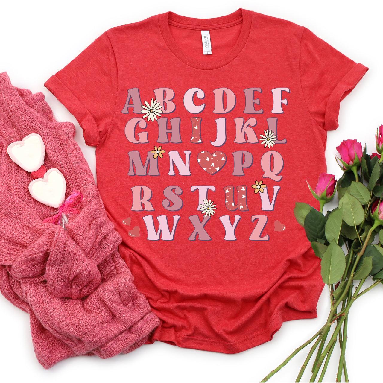 Valentine Alphabet DTF Transfer Print, T-Shirt Transfer Nashville Design House