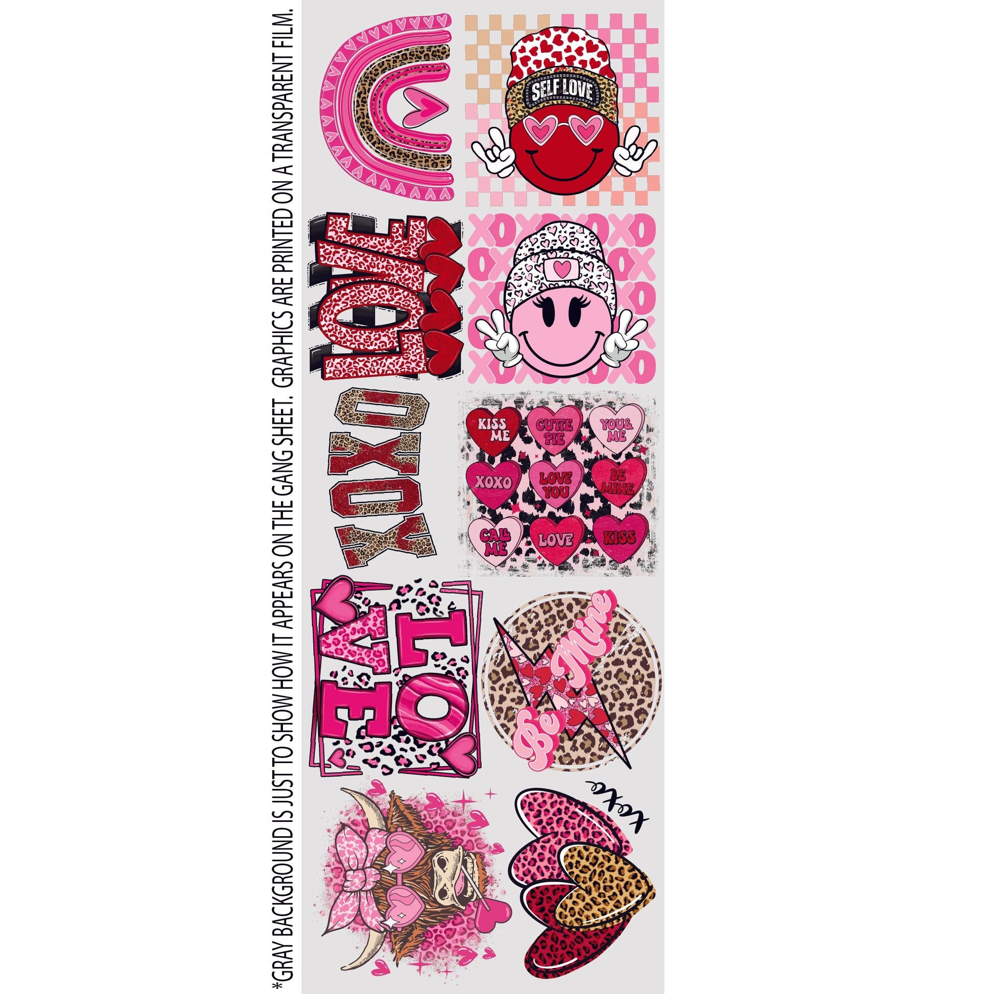 Leopard Valentine GANG SHEET (22inx60in) Nashville Design House