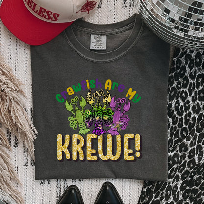 Crawfish Are My Krewe Mardi Gras DTF Transfer – Colorful Crawfish Design