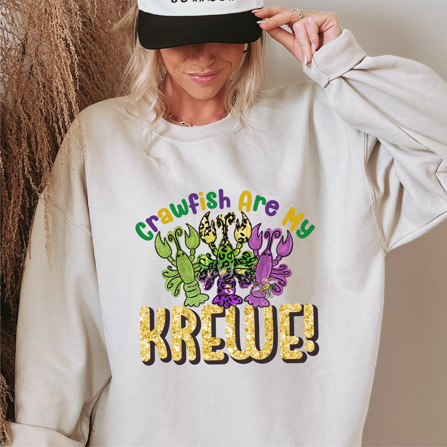 Crawfish Are My Krewe Mardi Gras DTF Transfer – Colorful Crawfish Design