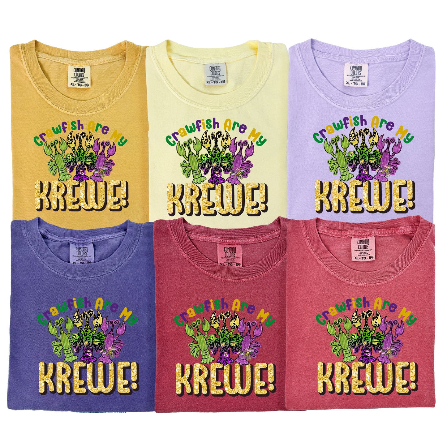 Crawfish Are My Krewe Mardi Gras DTF Transfer – Colorful Crawfish Design