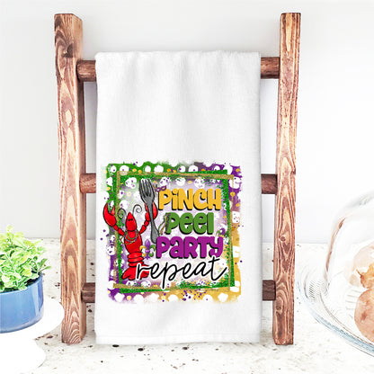 Pinch, Peel, Party, Repeat Mardi Gras DTF Transfer – Beaded Crawfish Design