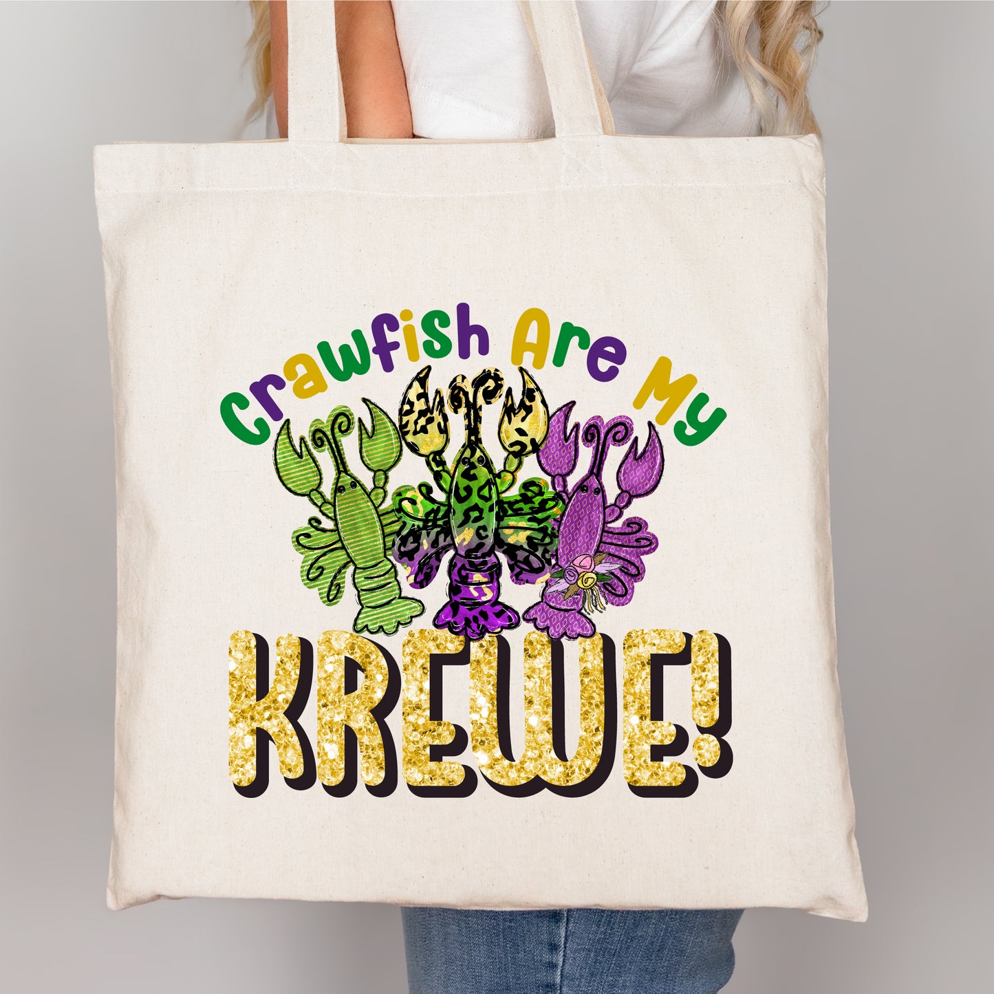 Crawfish Are My Krewe Mardi Gras DTF Transfer – Colorful Crawfish Design