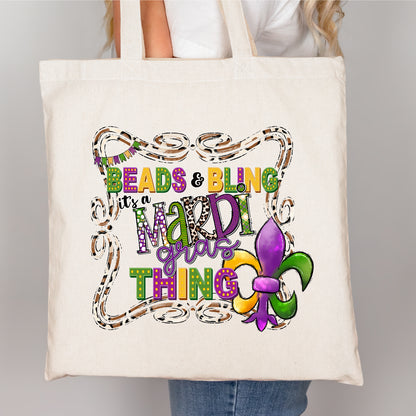 Beads and Bling, It’s a Mardi Gras Thing DTF Transfer – Colorful Fleur de Lis Design