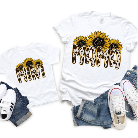 Sunflower Cow Print Mama + Mini DTF Transfer Nashville Design House