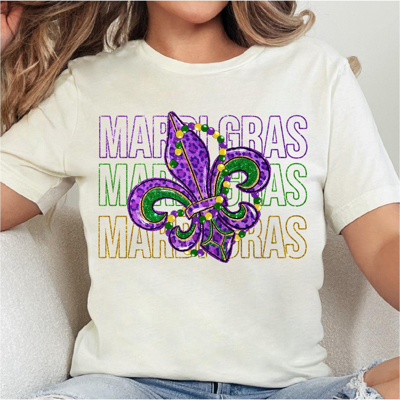 Pretty Fleur De Lis, Mardi Gras DTF Transfer Print, T-Shirt Transfer Nashville Design House