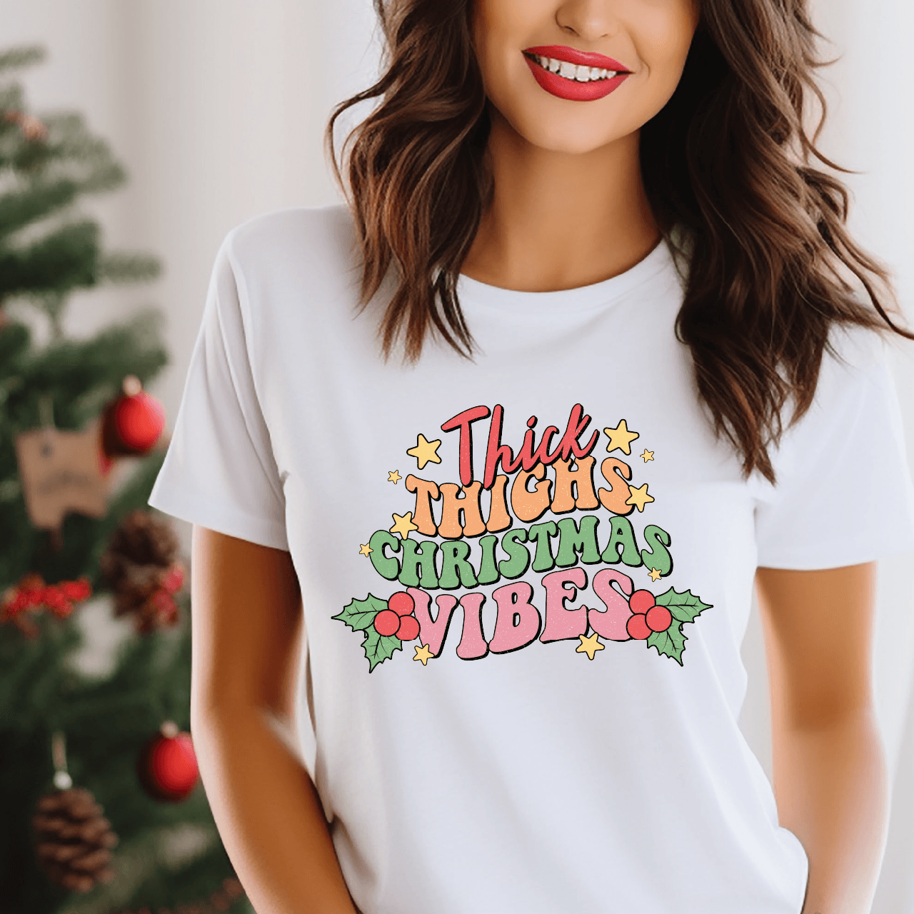 Thick Thighs Christmas Vibes DTF Transfer Nashville Design House