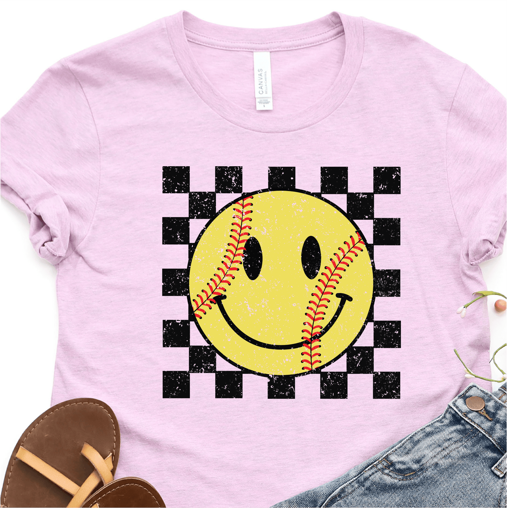 Retro Softball Smiley - Softball DTF Transfer Nashville Design House