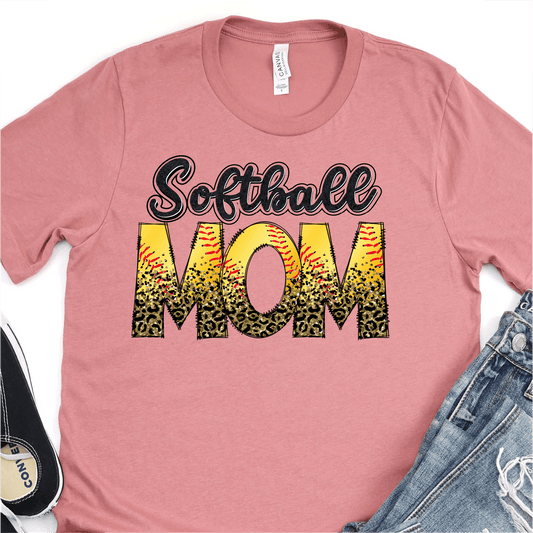 Leopard Softball Mom - Softball DTF Transfer Nashville Design House