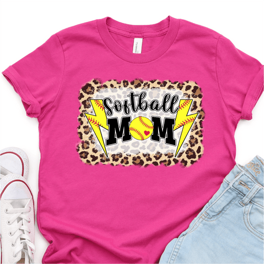 Leopard Softball Mom - Softball DTF Transfer Nashville Design House