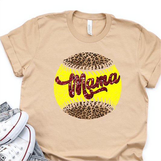 Leopard Softball Mama - Softball DTF Transfer Nashville Design House