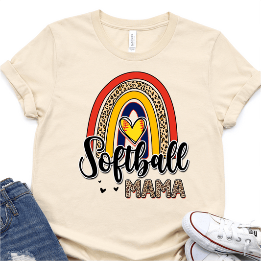 Leopard Rainbow Softball Mama - Softball DTF Transfer Nashville Design House