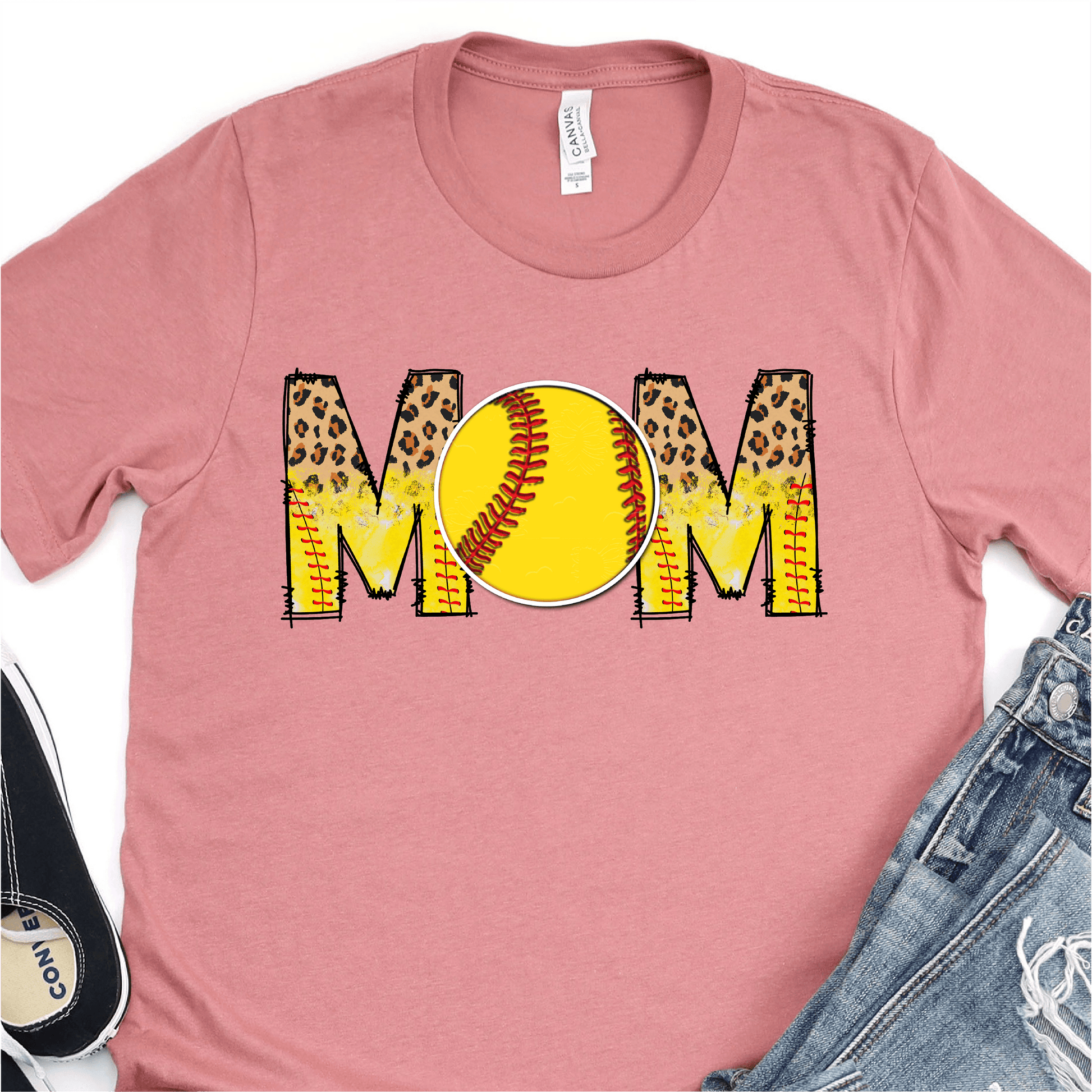 Leopard Softball Mom DTF Transfer Nashville Design House