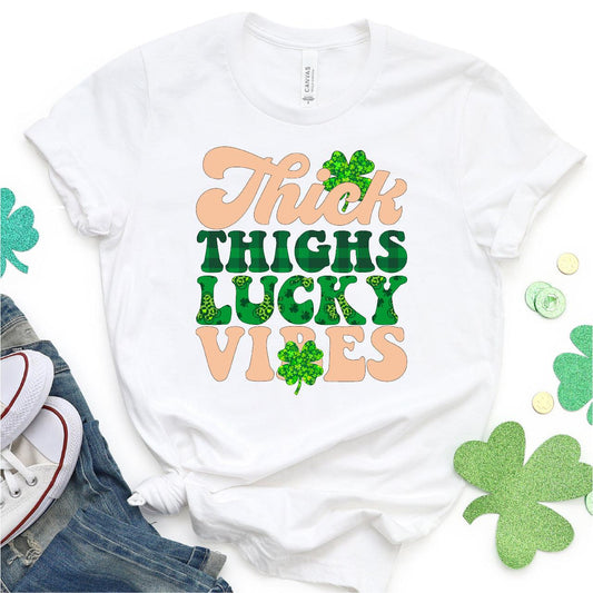 Thick Thighs, Lucky Vibes DTF T-Shirt Transfer Nashville Design House