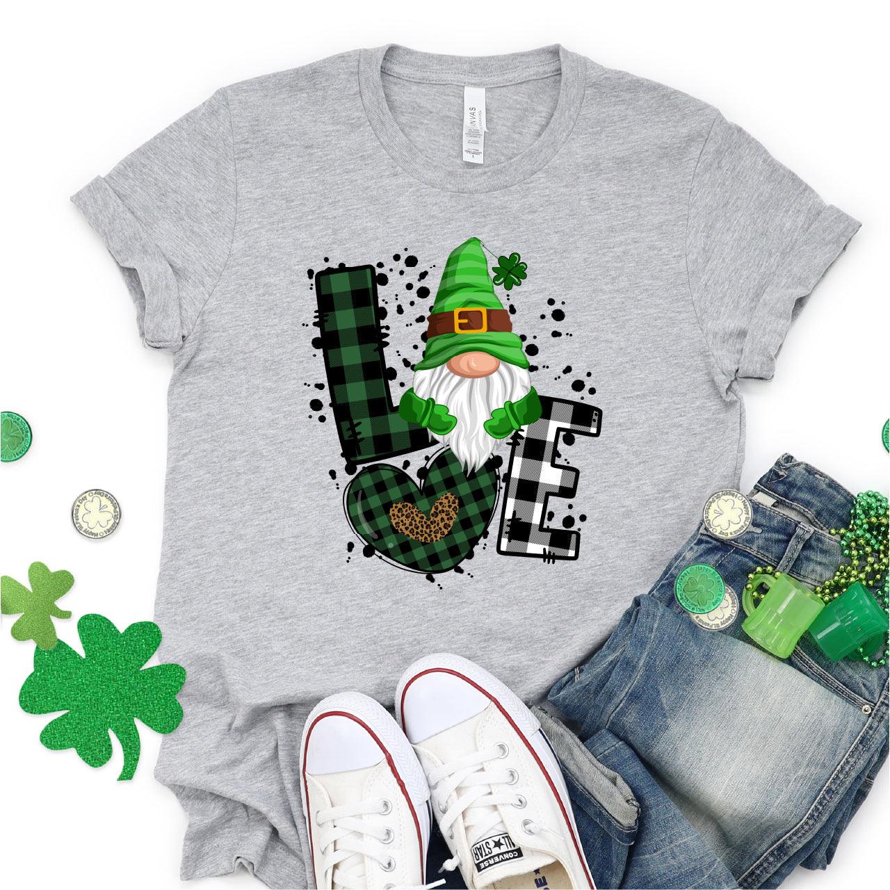 St. Patrick's Day Love Gnome DTF T-Shirt Transfer Nashville Design House