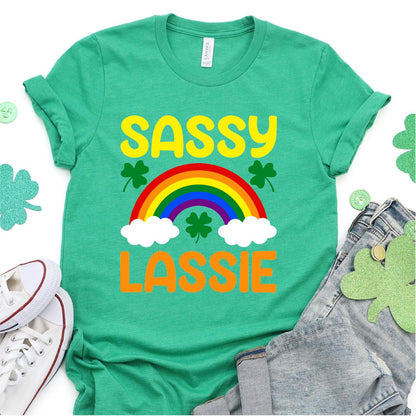 Cute Sassy Lassie Rainbow Clover DTF T-Shirt Transfer Nashville Design House