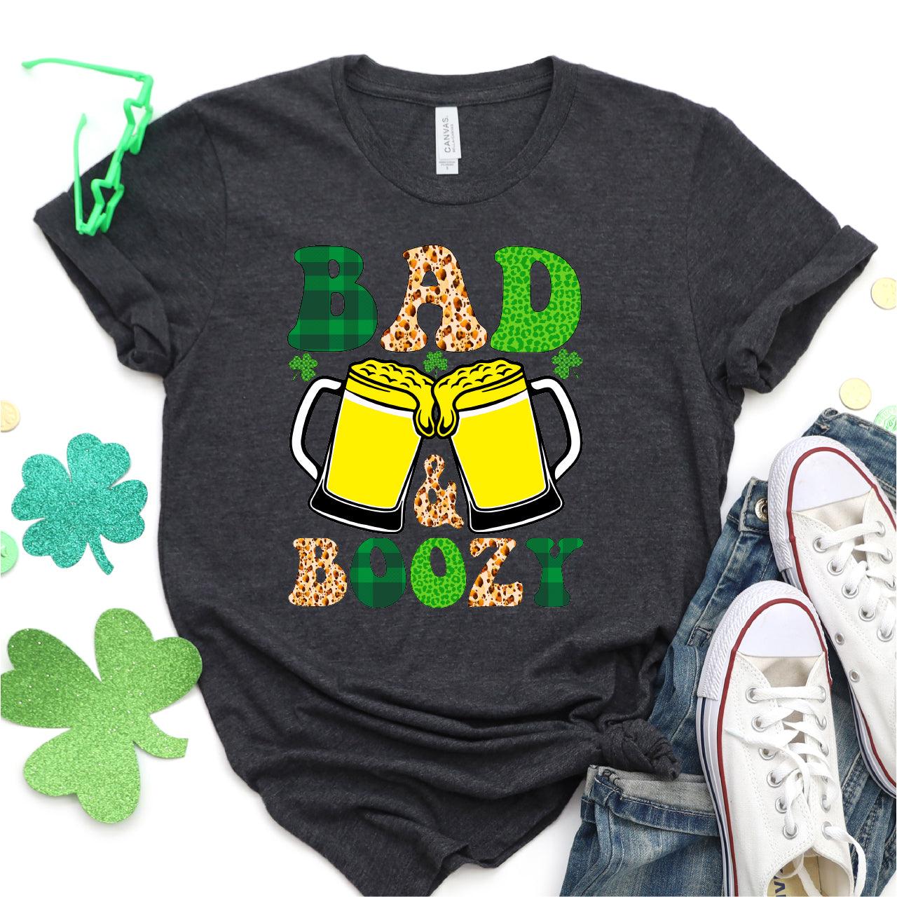 Bad & Boozy Leopard St. Patrick's Day DTF T-Shirt Transfer Nashville Design House