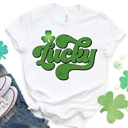 Retro Lucky Clover & Shamrock DTF T-Shirt Transfer Nashville Design House