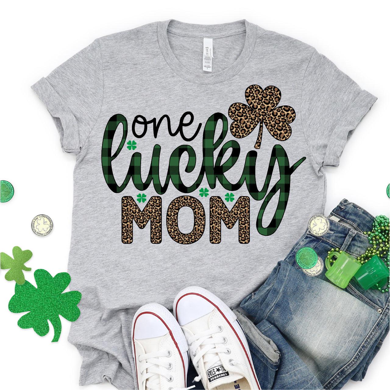 One Lucky Mom Leopard St. Patrick's Day DTF T-Shirt Transfer Nashville Design House