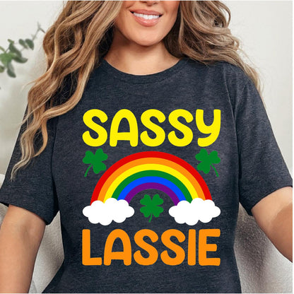 Cute Sassy Lassie Rainbow Clover DTF T-Shirt Transfer Nashville Design House