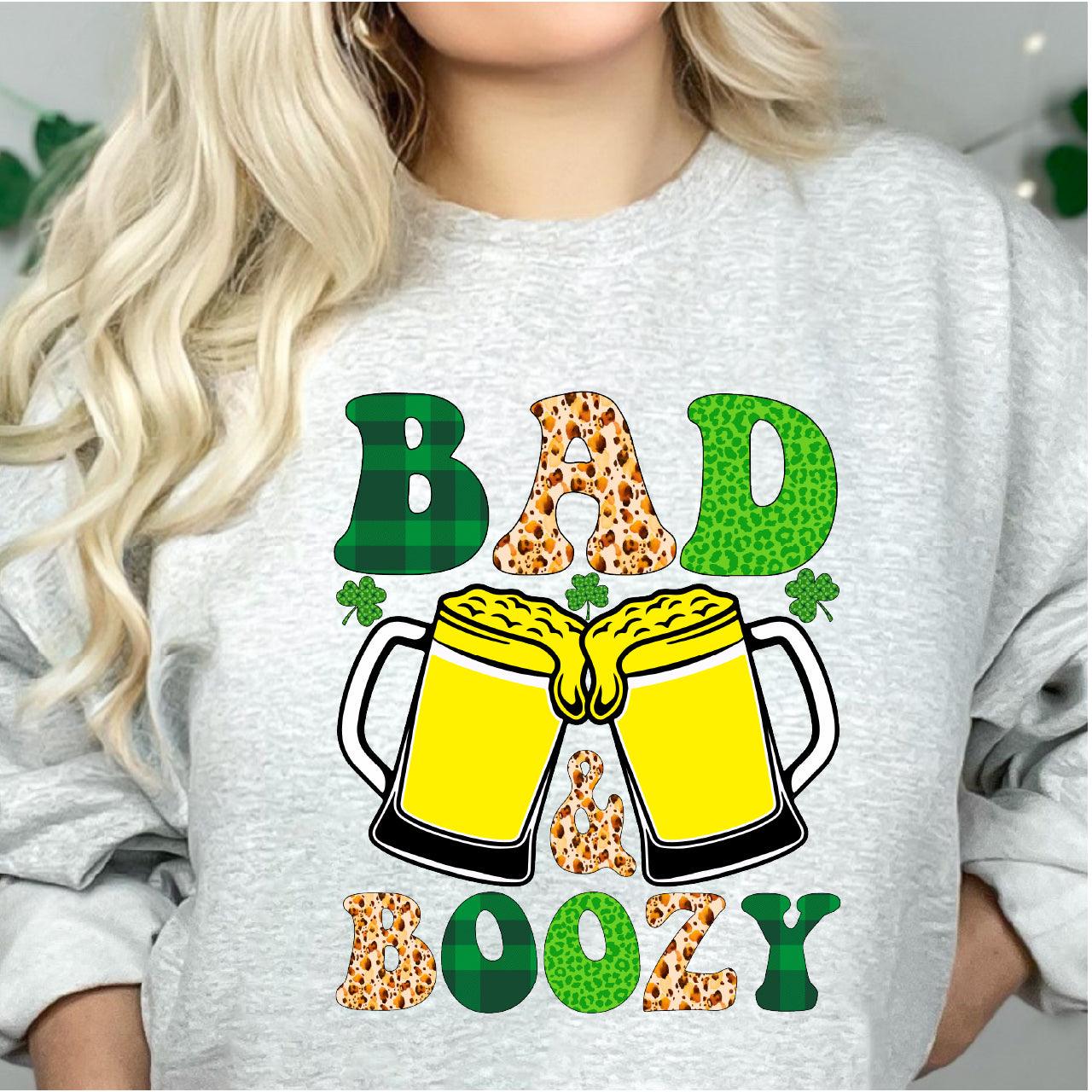 Bad & Boozy Leopard St. Patrick's Day DTF T-Shirt Transfer Nashville Design House