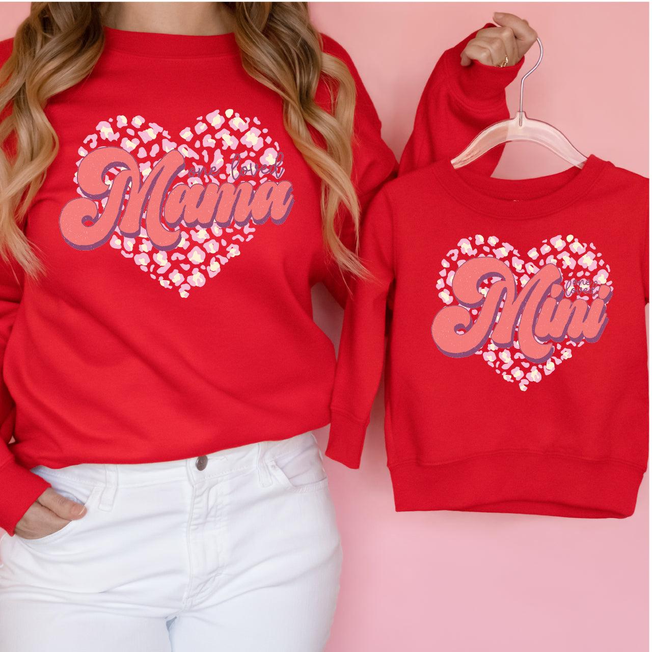 Leopard Heart Mama + Mini DTF Valentine Transfer for T-shirts Nashville Design House