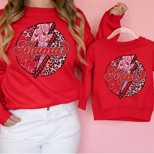 Red Leopard Mama + Mini DTF Valentine Transfer for T-shirts Nashville Design House