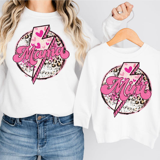 Pink Leopard Mama + Mini DTF Valentine Transfer for T-shirts Nashville Design House