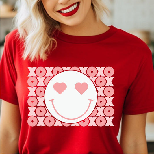 Valentine XOXO Smiley Face DTF Transfer Print, T-Shirt Transfer Nashville Design House