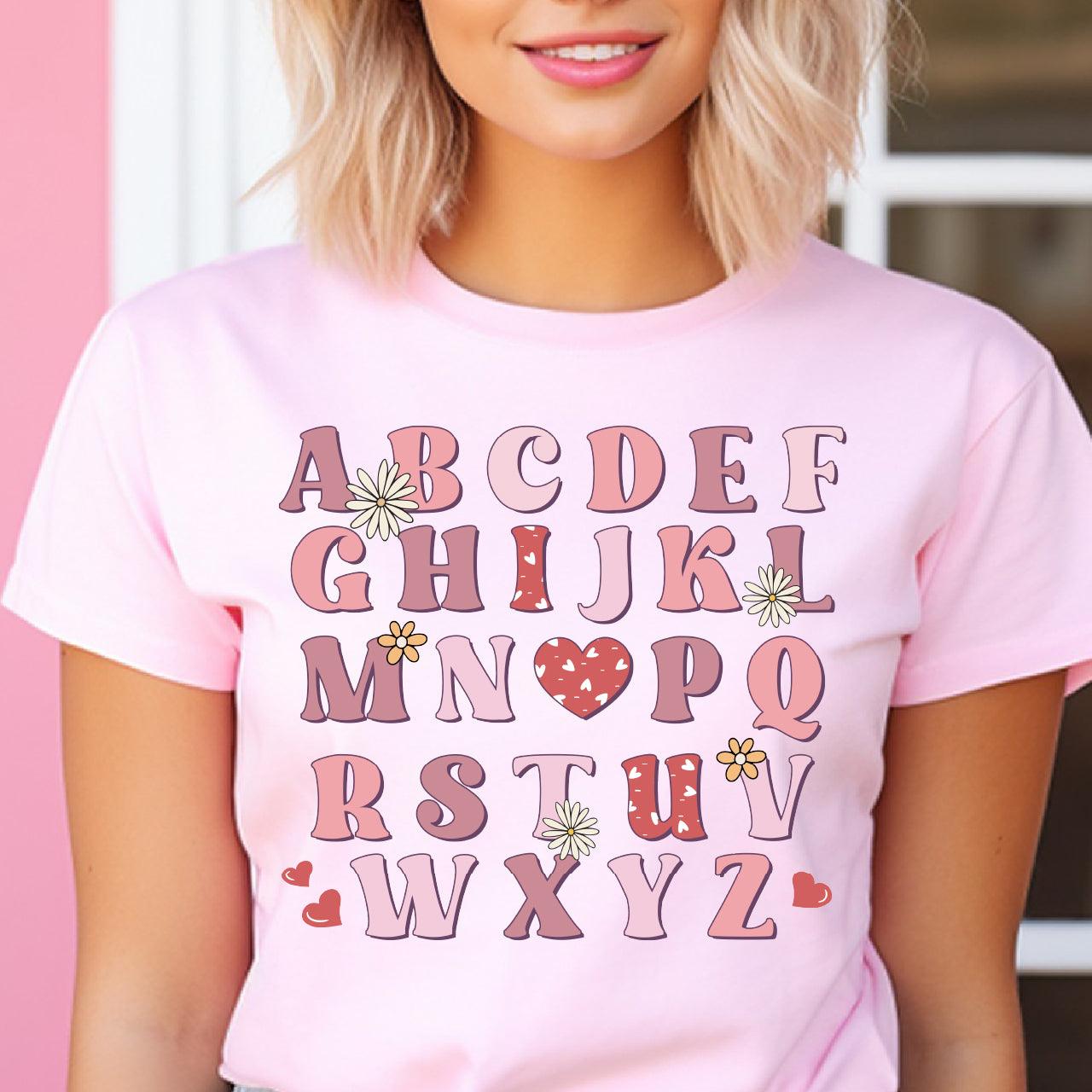 Valentine Alphabet DTF Transfer Print, T-Shirt Transfer Nashville Design House