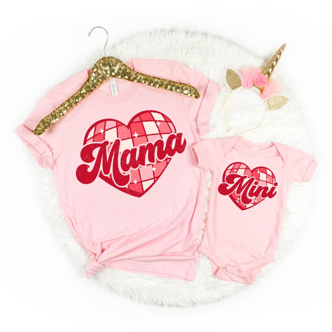 Valentine Disco Heart Mama + Mini DTF Valentine Transfer for T-shirts Nashville Design House