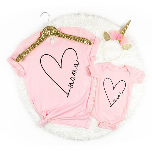 Elegant Heart Mama + Mini DTF Valentine Transfer for T-shirts Nashville Design House