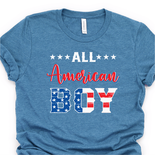 All American Boy - 4th of July DTF Transfer - Independence Day T-shirt Transfer - Nashville Design House