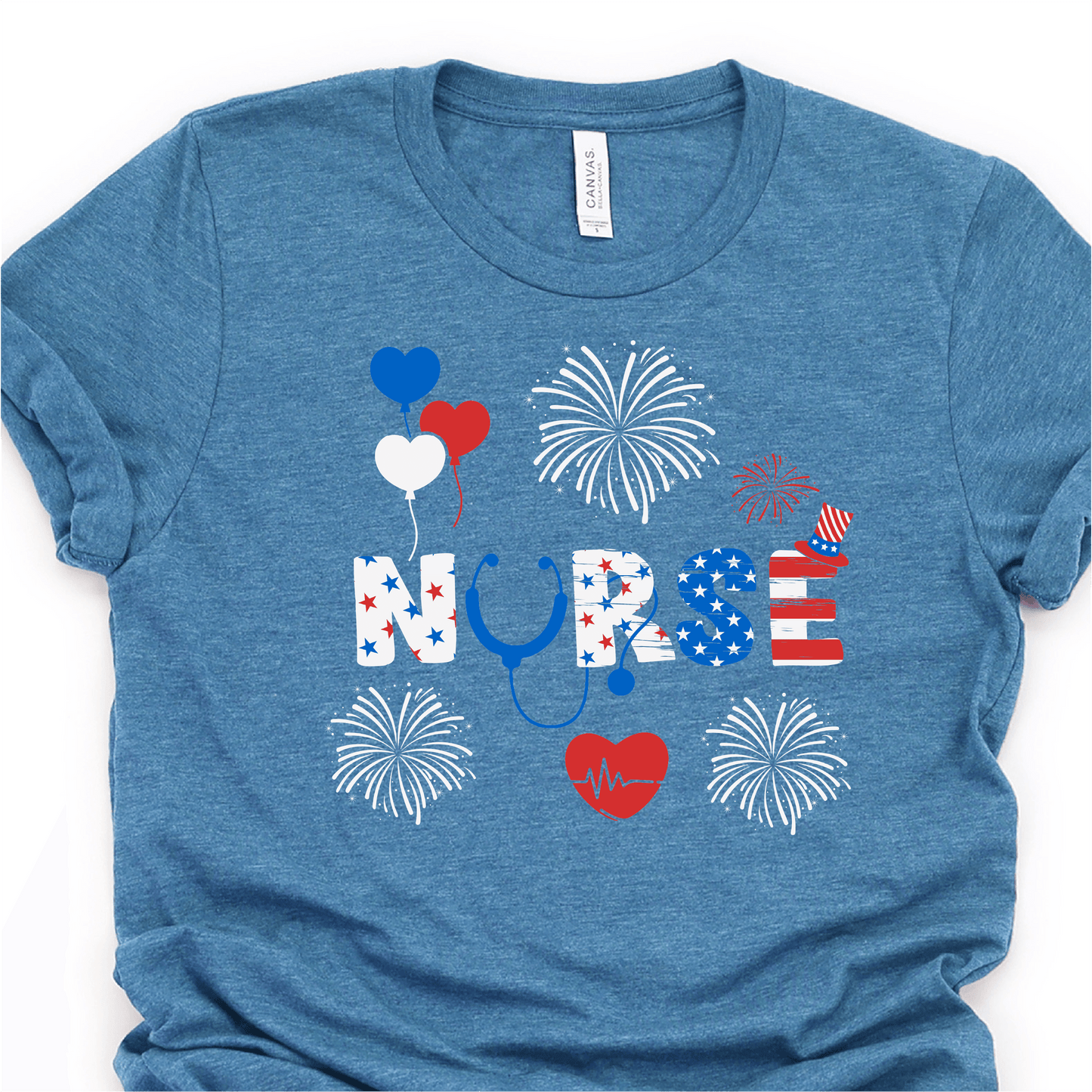 All American Nurse - 4th of July DTF Transfer - Independence Day T-shirt Transfer - Nashville Design House