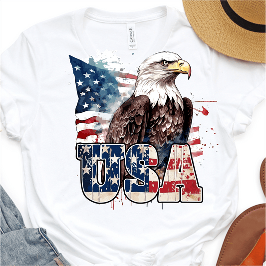 American Flag and Bald Eagle - American Flag USA - 4th of July DTF Transfer - Independence Day T-shirt Transfer - Nashville Design House