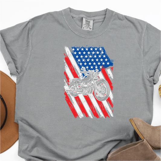 American Flag - Motorcycle - 4th of July DTF Transfer - Independence Day T-shirt Transfer - Nashville Design House