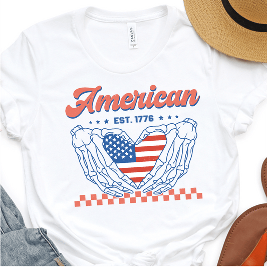 American Heart - 4th of July DTF Transfer - Independence Day T-shirt Transfer - Nashville Design House