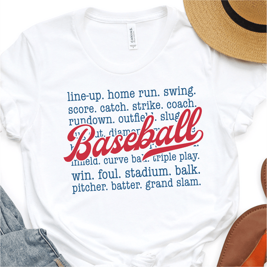 Baseball Details - Red And Blue - Baseball DTF Transfer - Nashville Design House