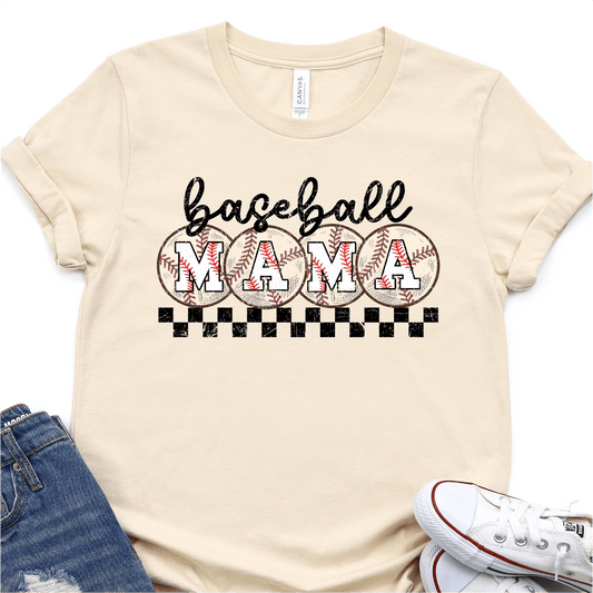 Baseballs - Checker Baseball Mama - Baseball DTF Transfer - Nashville Design House