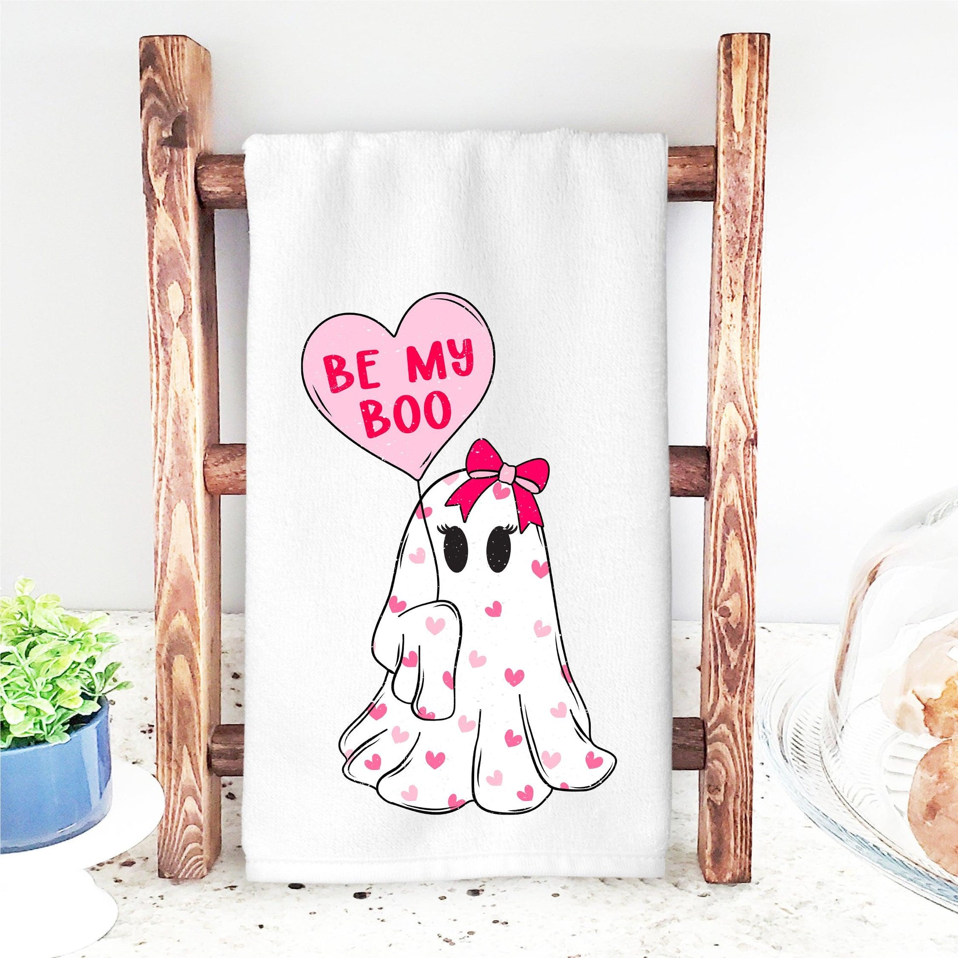 Be My Boo Valentine’s DTF Transfer – Cute Ghost with Heart Balloon Design - Nashville Design House