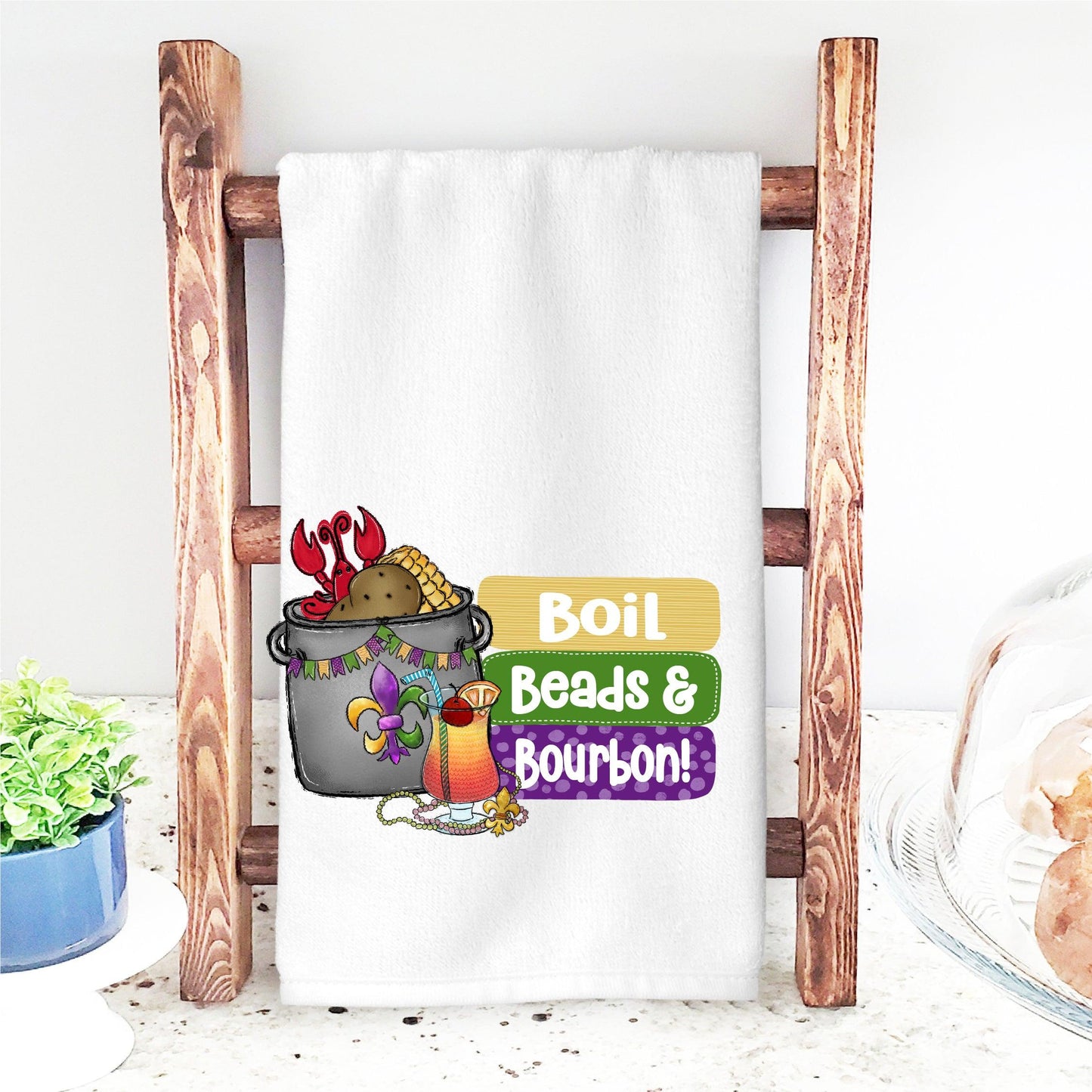 Beads, Boil, and Bourbon Mardi Gras DTF Transfer - Nashville Design House