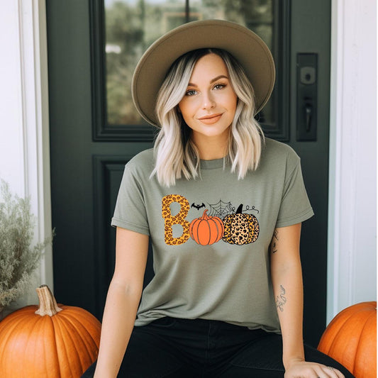 Boo - Leopard Pumpkins - DTF Transfer - Halloween T-shirt Transfer - Nashville Design House