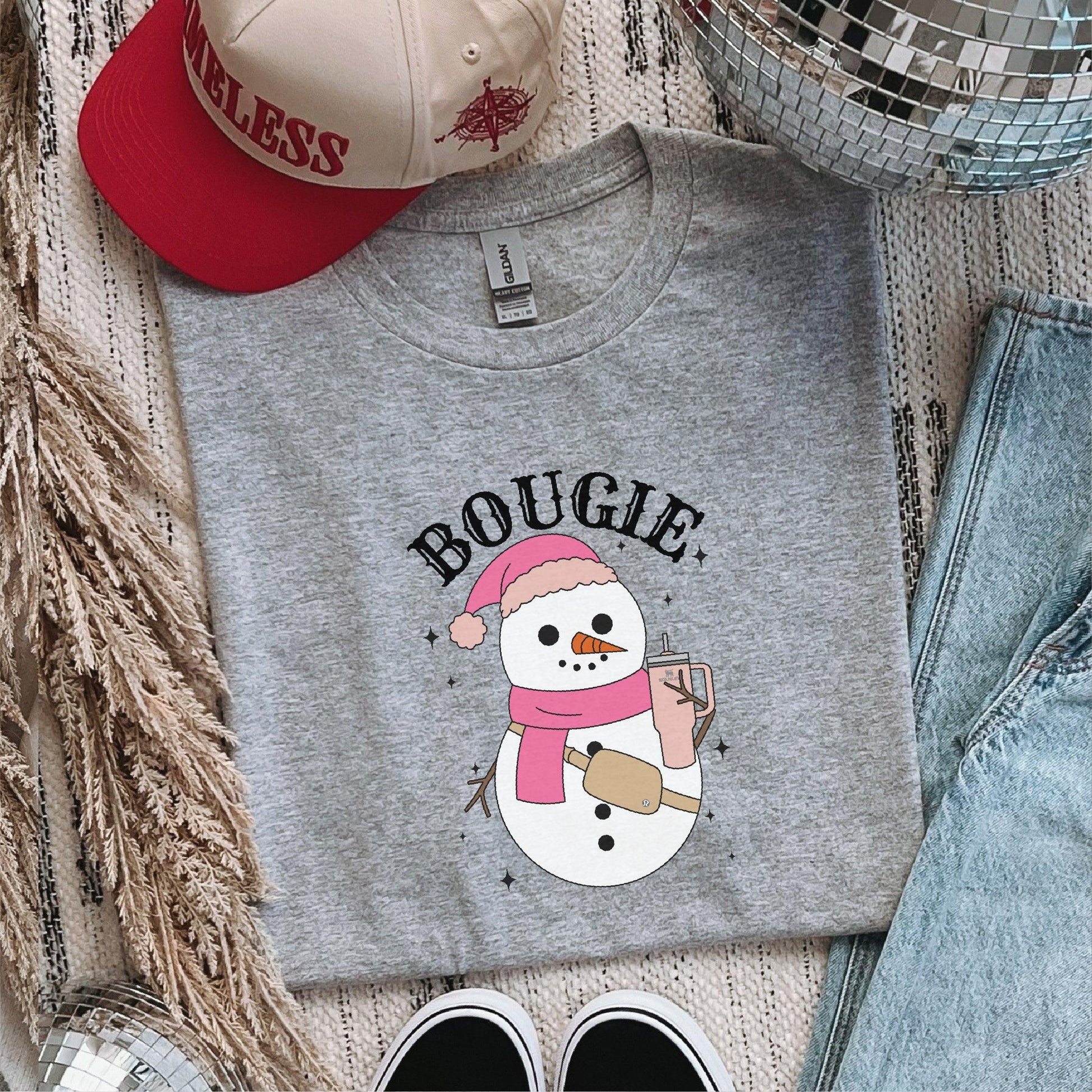 Bougie Snowman DTF Transfer – Stylish Winter Design - Nashville Design House