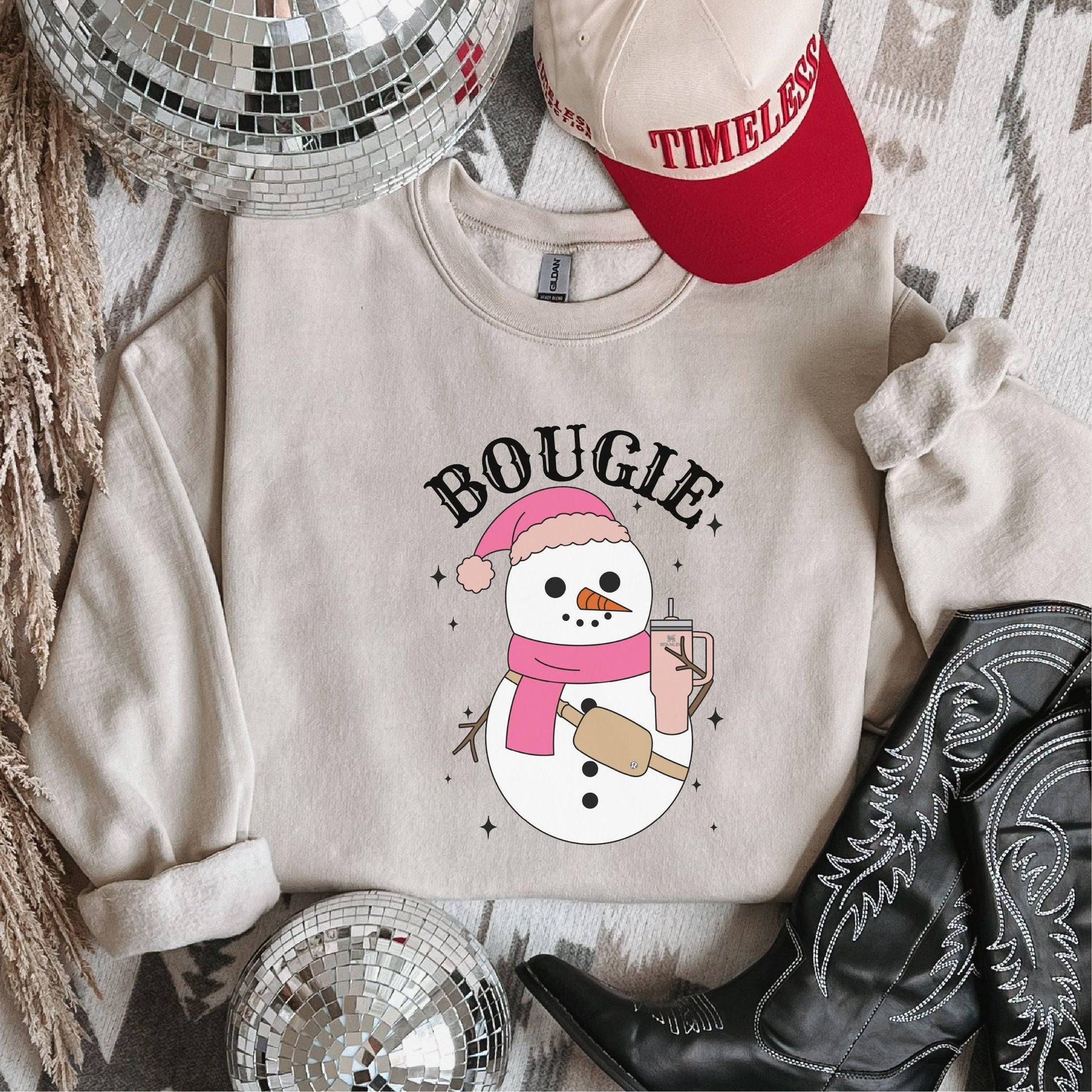 Bougie Snowman DTF Transfer – Stylish Winter Design - Nashville Design House