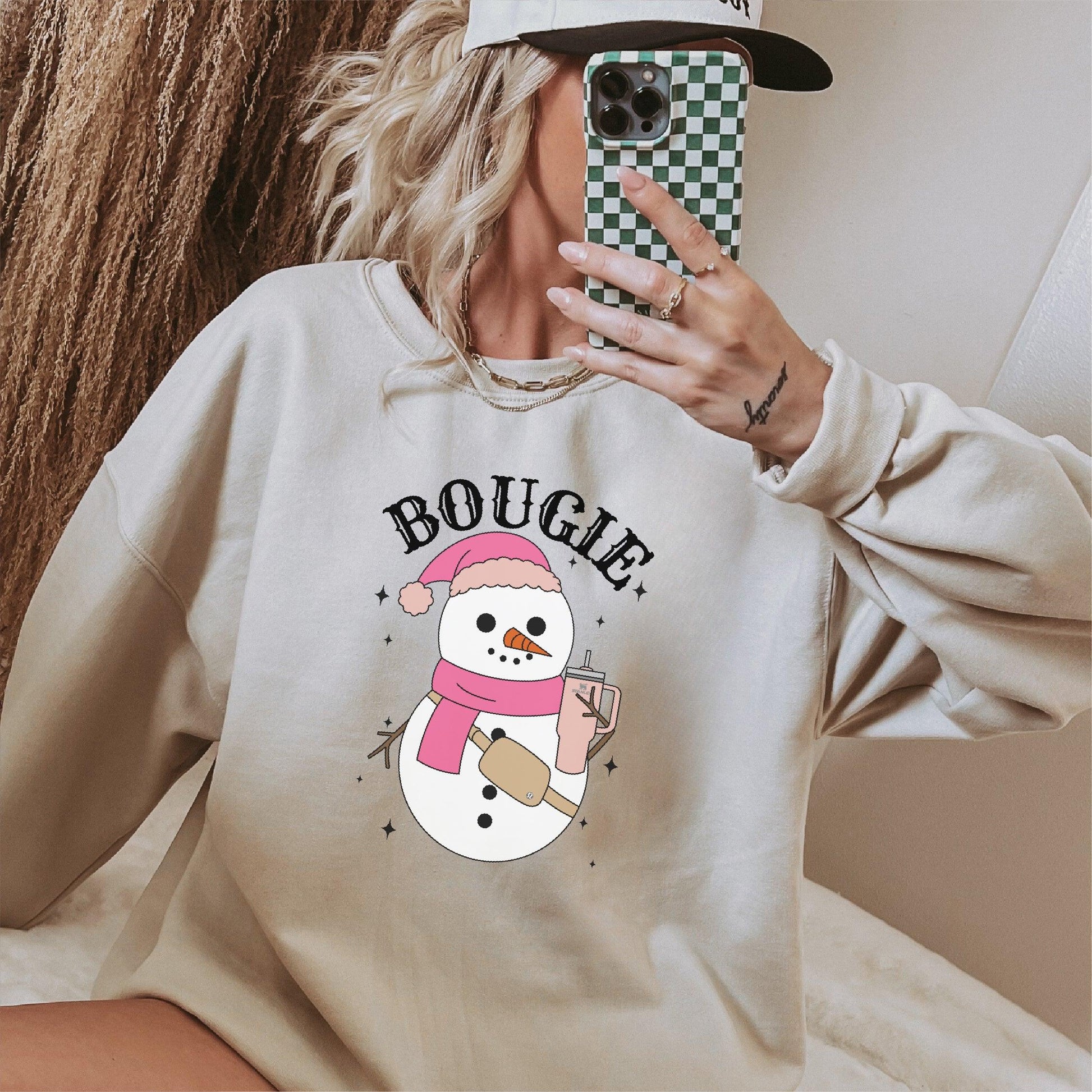 Bougie Snowman DTF Transfer – Stylish Winter Design - Nashville Design House