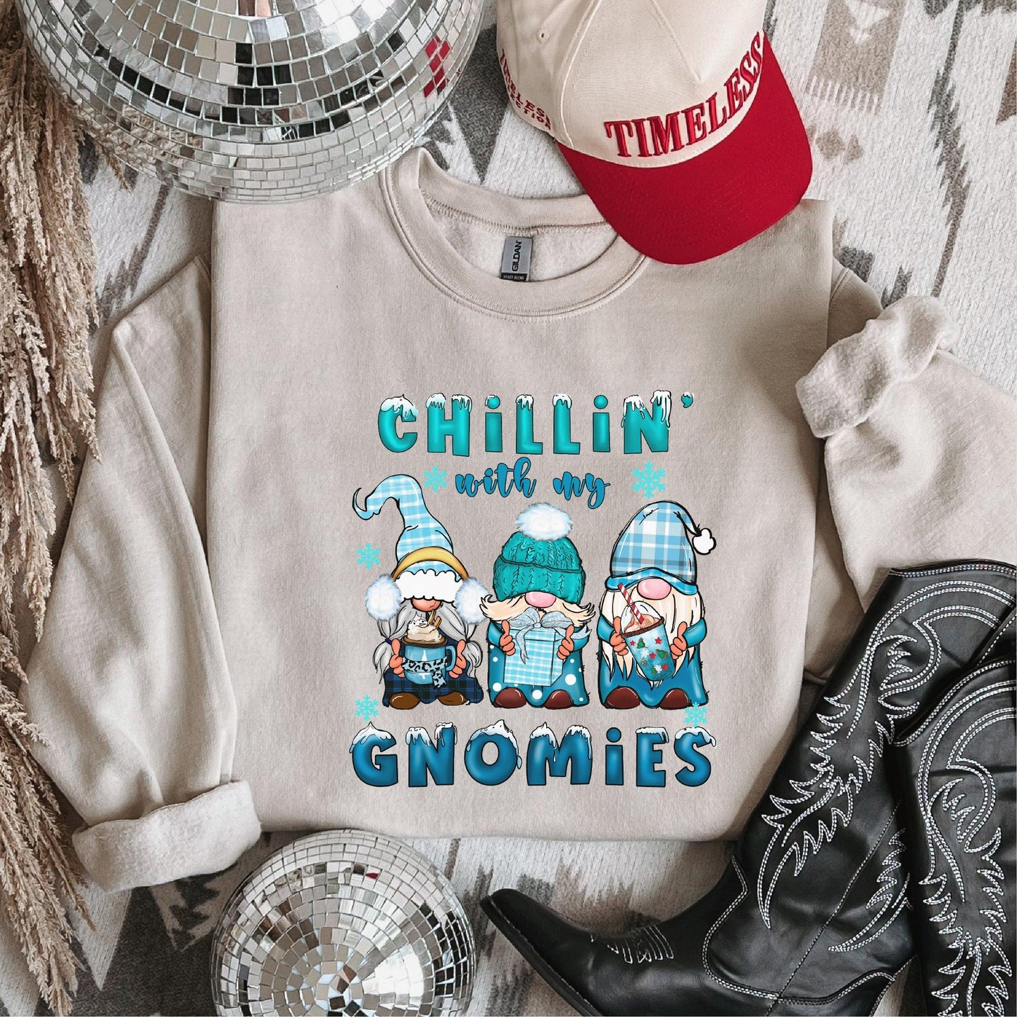 Chillin’ with My Gnomies DTF Transfer – Cute Winter Gnomes  - Nashville Design House