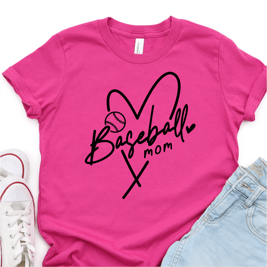 Classy Heart Baseball Mom - Black Print - Baseball DTF Transfer - Nashville Design House