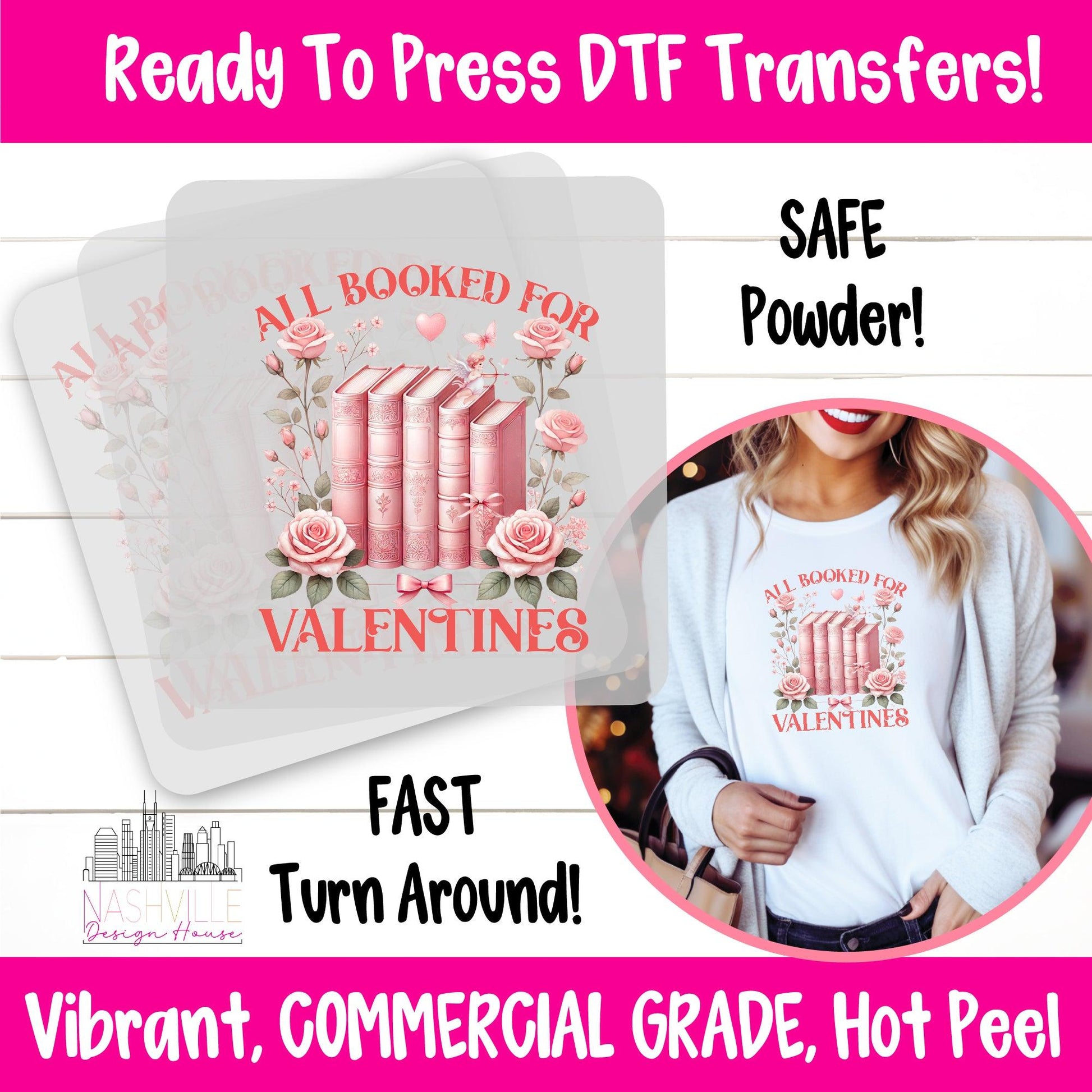 Coquette Style “All Booked for Valentine’s” DTF Transfer - Nashville Design House