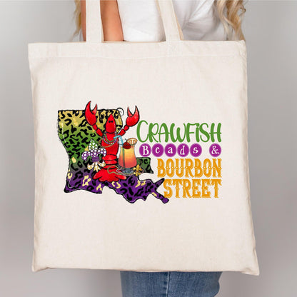 Crawfish, Beads & Bourbon Street Mardi Gras DTF Transfer – Louisiana Love Design - Nashville Design House