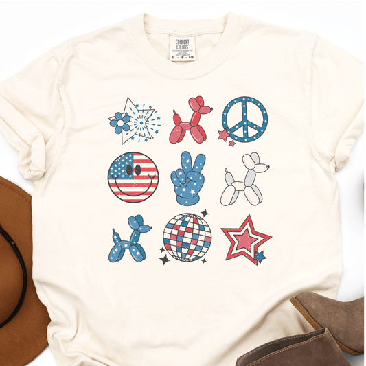 Cute Red White And Blue Icons - Americana - 4th of July DTF Transfer Independence Day T-shirt Transfer - Nashville Design House